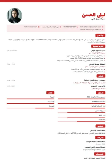 نموذج سيرة ذاتية بقالب جريء
