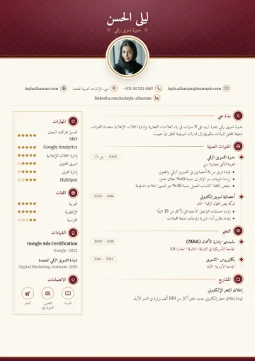 نموذج سيرة ذاتية بقالب كلاسيكي