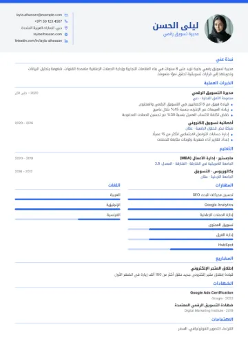 نموذج سيرة ذاتية بقالب مؤسسي