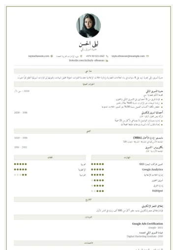 نموذج سيرة ذاتية بقالب مؤطّر