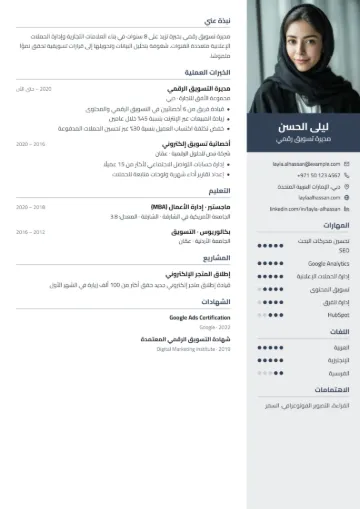 نموذج سيرة ذاتية بقالب ملف شخصي