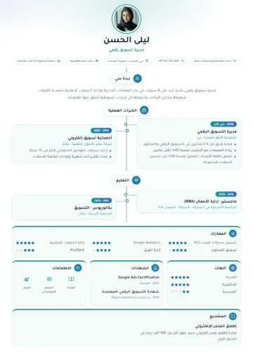 نموذج سيرة ذاتية بقالب خط زمني