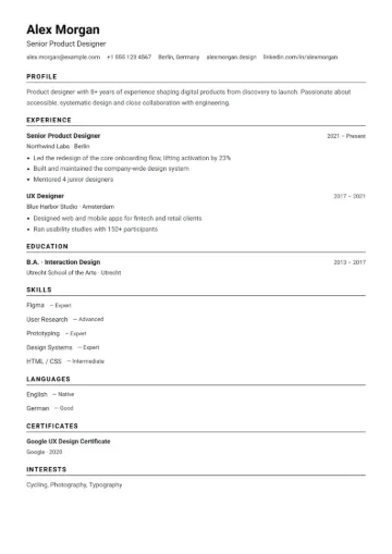 Sample resume in the ATS-Friendly template