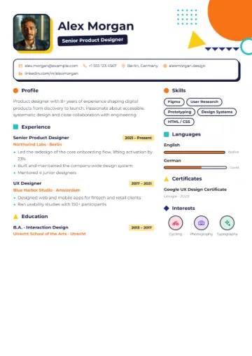 Sample resume in the Personal brand template