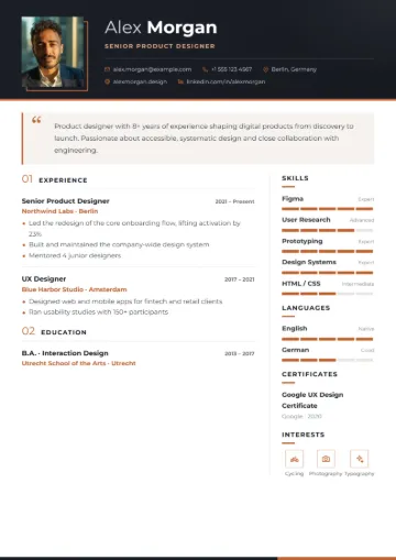 Sample resume in the Executive template