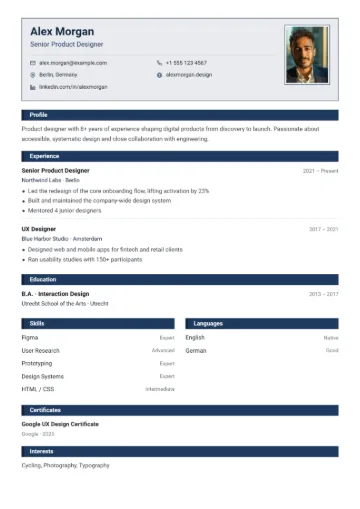 Sample resume in the Iranian formal template