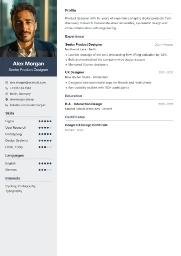 Sample resume in the Profile template