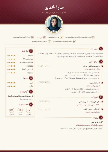 نمونه رزومه با قالب کلاسیک