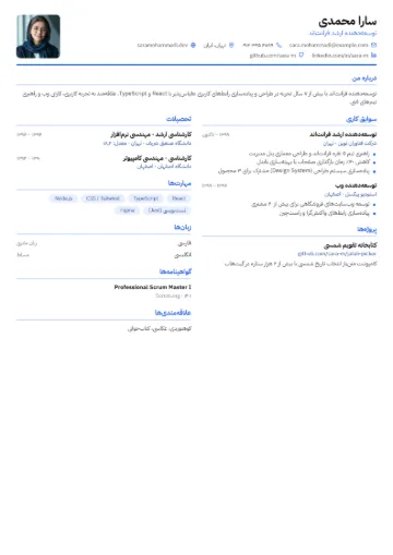 نمونه رزومه با قالب فشرده
