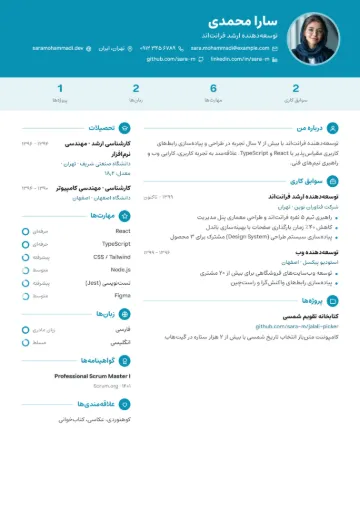 نمونه رزومه با قالب اینفوگرافیک