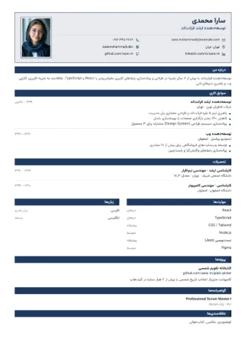 نمونه رزومه با قالب ایرانی رسمی