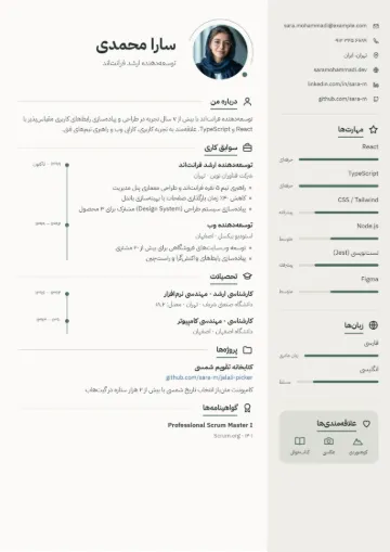 نمونه رزومه با قالب مینیمال