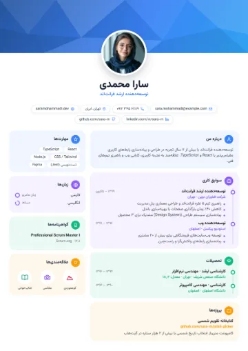 نمونه رزومه با قالب کاور