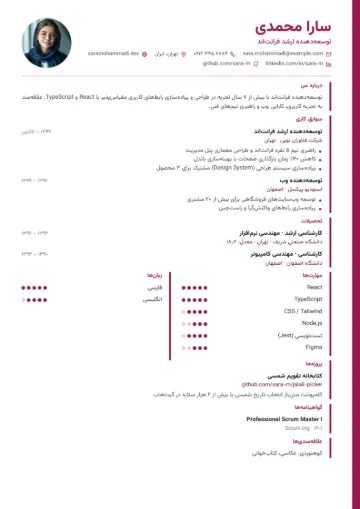 نمونه رزومه با قالب نواری