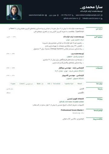 نمونه رزومه با قالب فنی