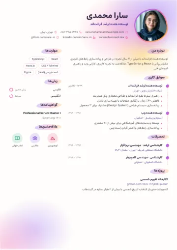 نمونه رزومه با قالب آبرنگ